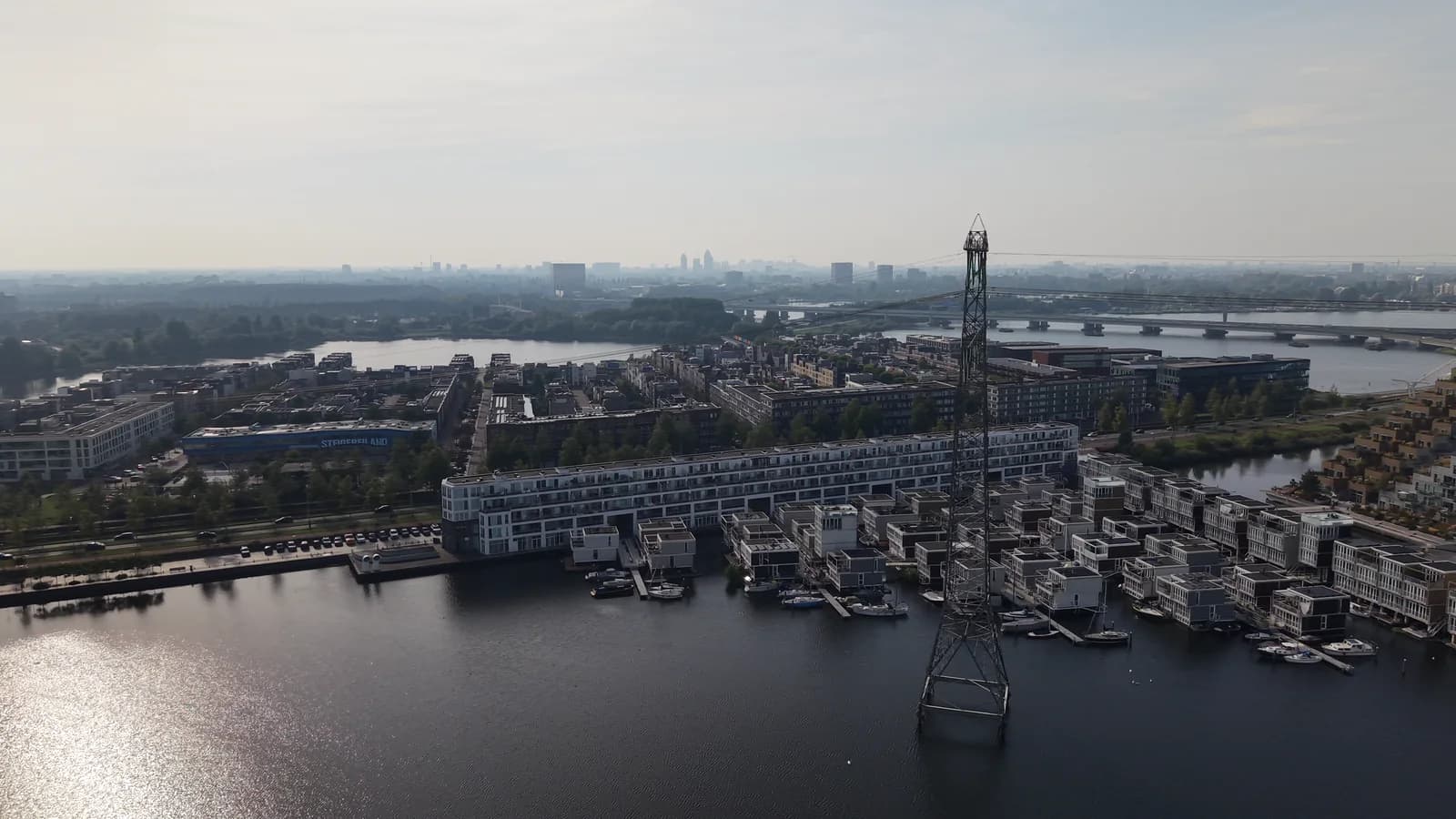 Residential architecture and waterways in IJburg.